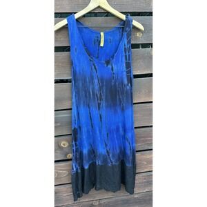 Vtg Pure Intent Boho Festival Blue Tie Dye‎ Dress Made In USA Size M